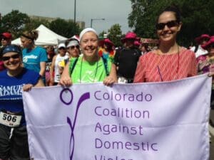 Amy and Beth join hundreds of runners and walkers on a beautiful Saturday morning in Denver