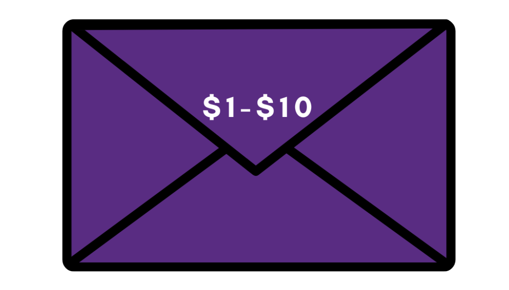 1-10 dollar envelope